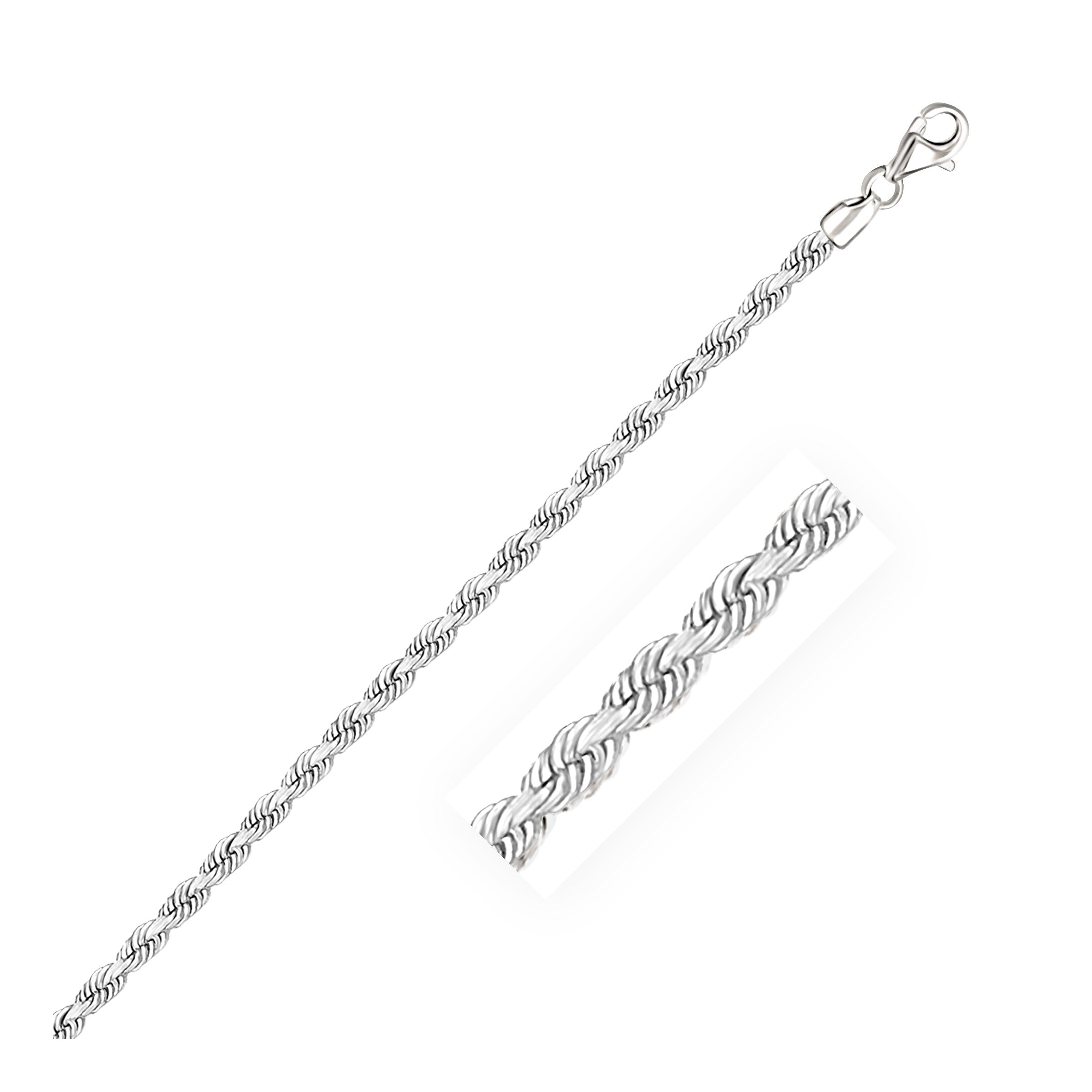 14k white gold diamond cut rope bracelet featuring a modern chain design, exuding elegance and luxury.