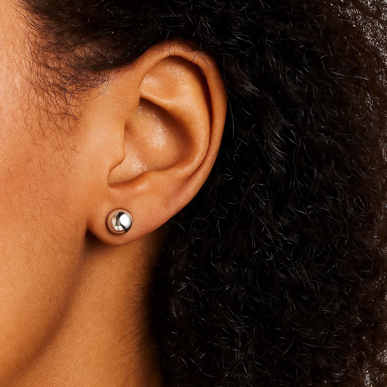 14k white gold modern round stud earrings, 5.0 mm, showcasing timeless elegance and refined craftsmanship.