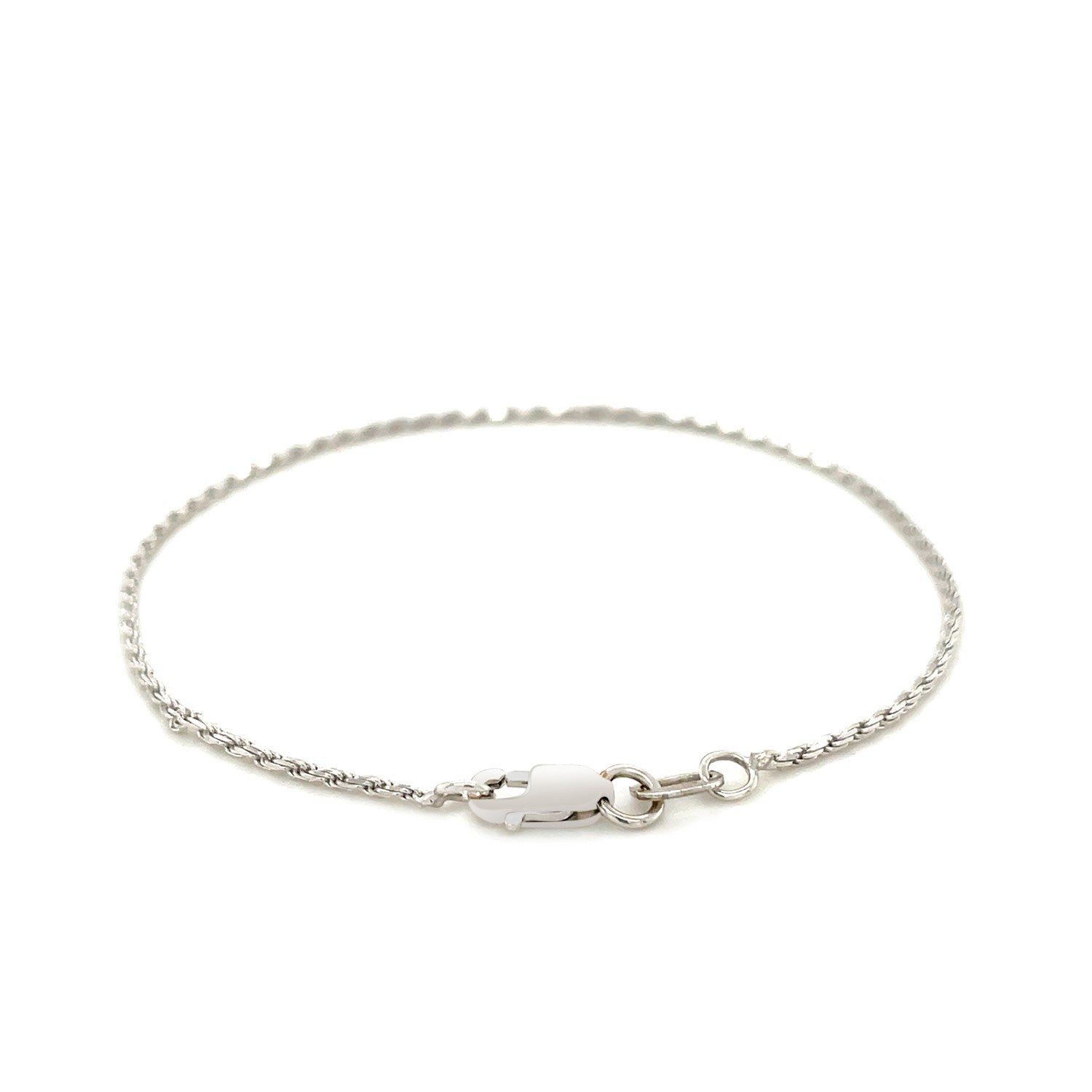 Elegant 14k white gold diamond cut rope bracelet showcasing intricate chain design and luxurious craftsmanship.