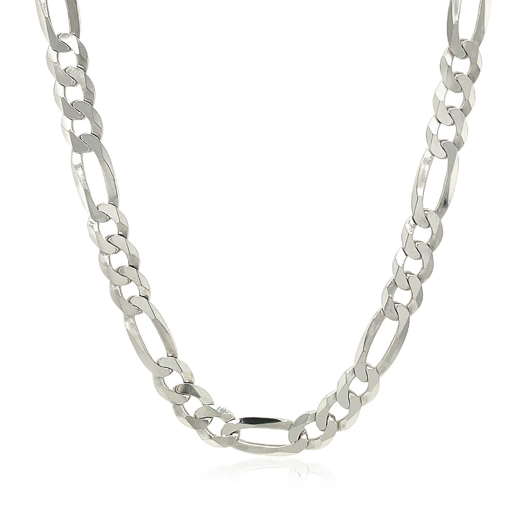Rhodium plated sterling silver Figaro chain, modern design with elegant 5.40 mm links, perfect for layering or standalone ...