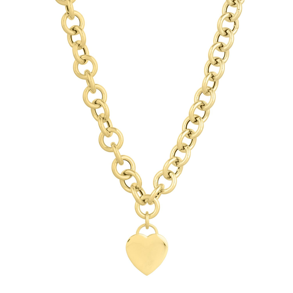 14k yellow gold modern rolo link necklace featuring elegant chain design, perfect for luxury jewelry enthusiasts.