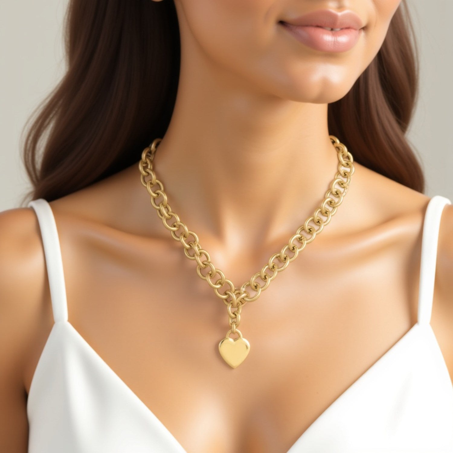 14k yellow gold modern rolo link necklace showcasing elegant chain design, perfect for luxury jewelry enthusiasts.