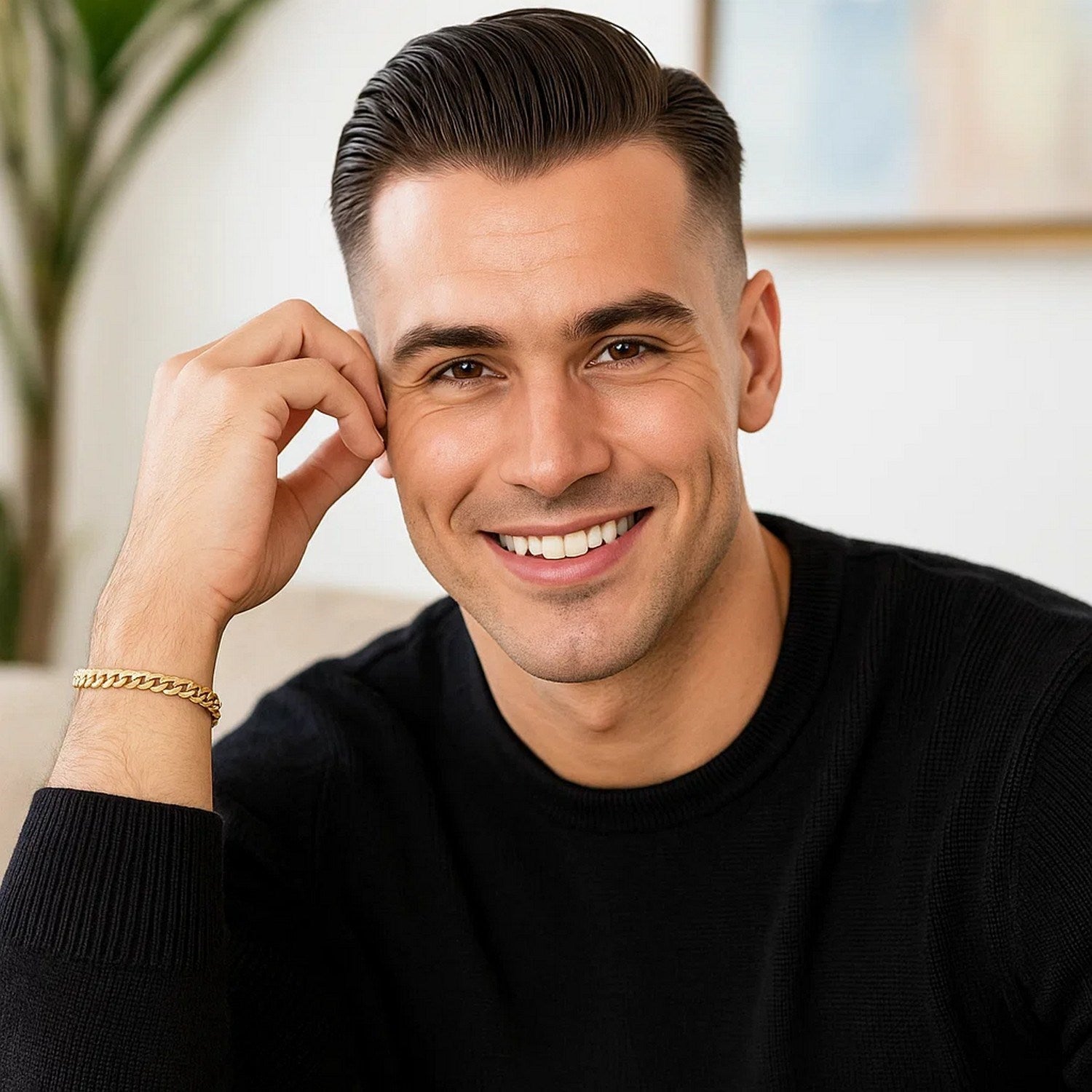 14k yellow gold Miami Cuban semi-solid bracelet, 5.50 mm, showcasing a classic luxury design with a polished finish.