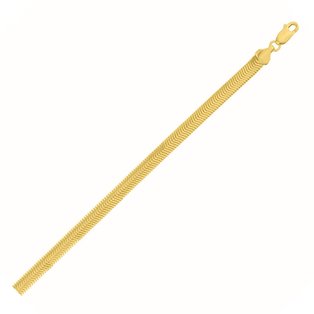 14K yellow gold oval snake chain bracelet, modern design with elegant 5.30 mm width, perfect for luxury styling.