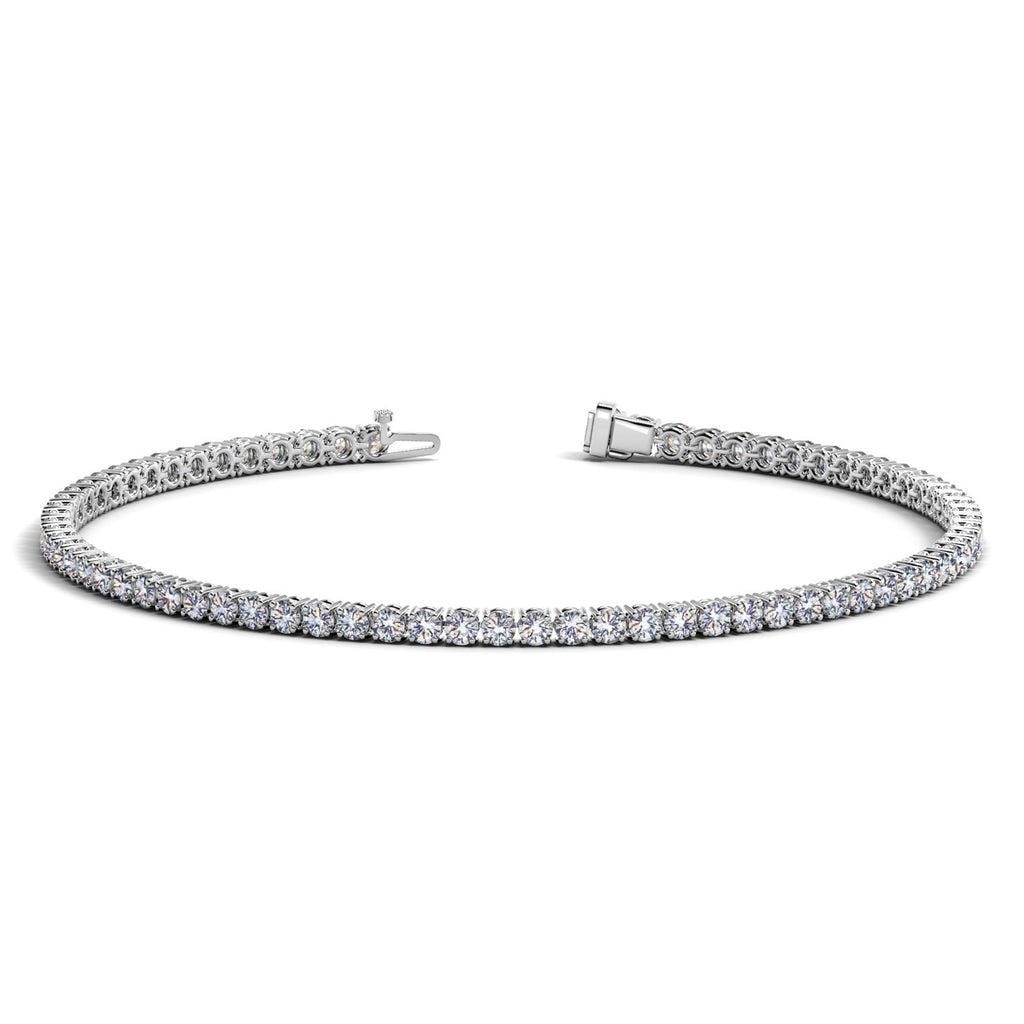 Lab grown diamond tennis bracelet in 14k white gold, featuring prong setting and contemporary design, 2 cctw F/G VS2/SI1.
