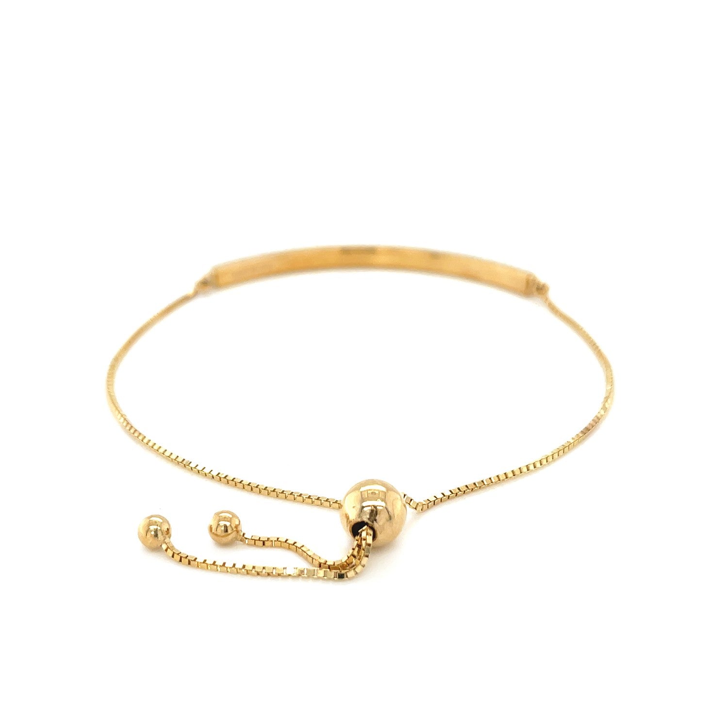 14k yellow gold chain bar lariat bracelet featuring a modern design and sparkling diamond accents.