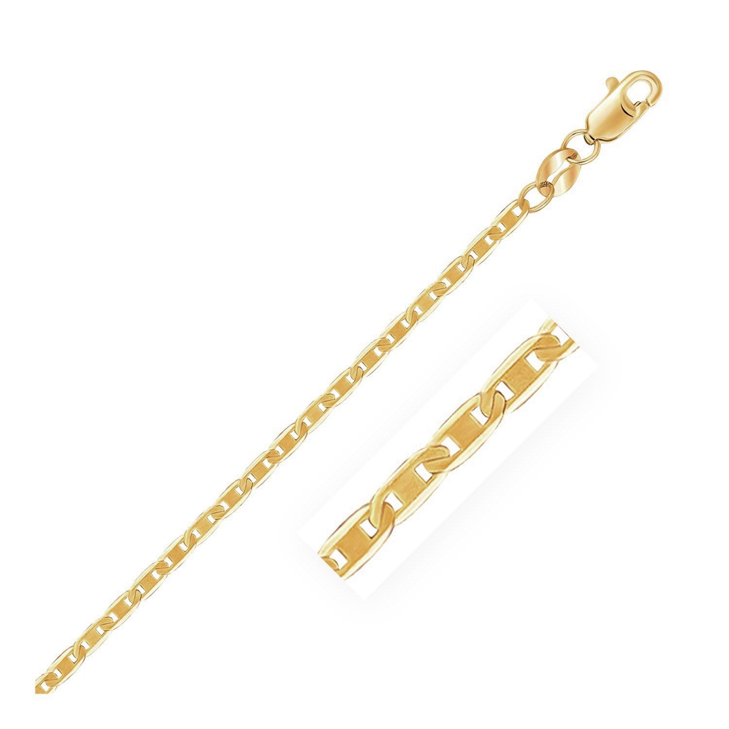 10k yellow gold mariner link anklet, modern design with elegant chain, perfect for luxury jewelry enthusiasts.