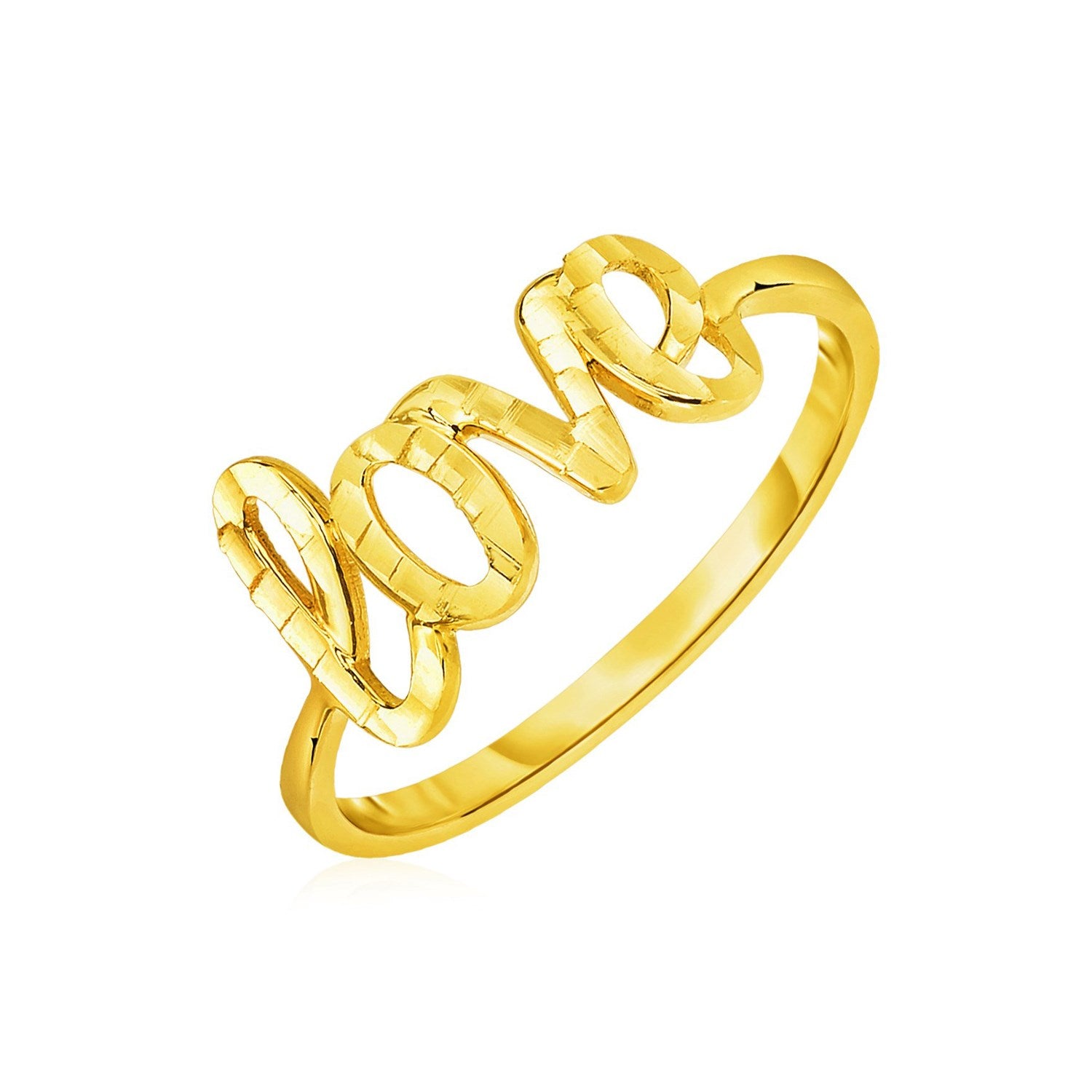 14k yellow gold classic ring featuring an elegant love design, perfect for a timeless luxury statement.