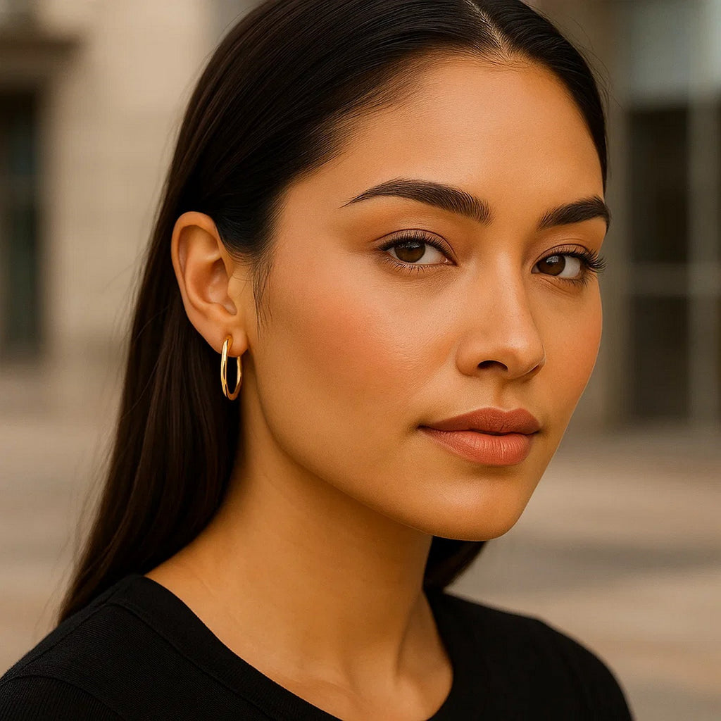 14k yellow gold minimalist endless round hoop earrings showcasing timeless elegance and refined craftsmanship.
