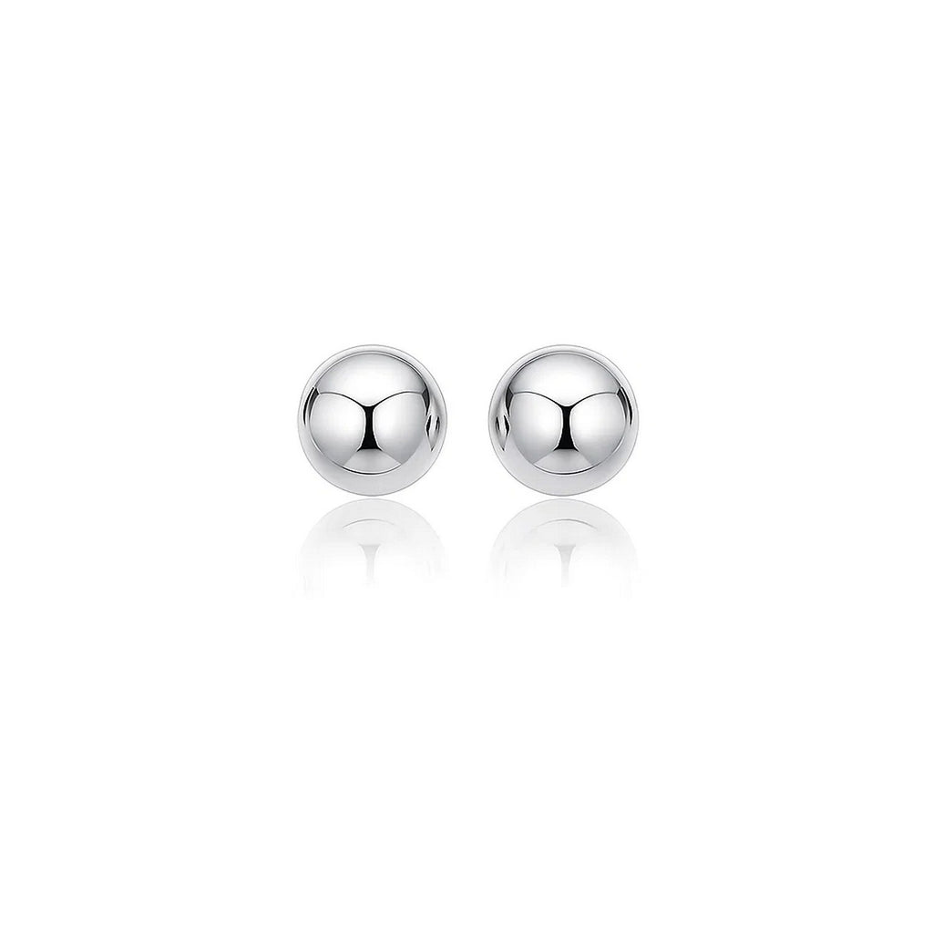 14k white gold polished stud earrings featuring a sleek modern design and timeless round silhouette.