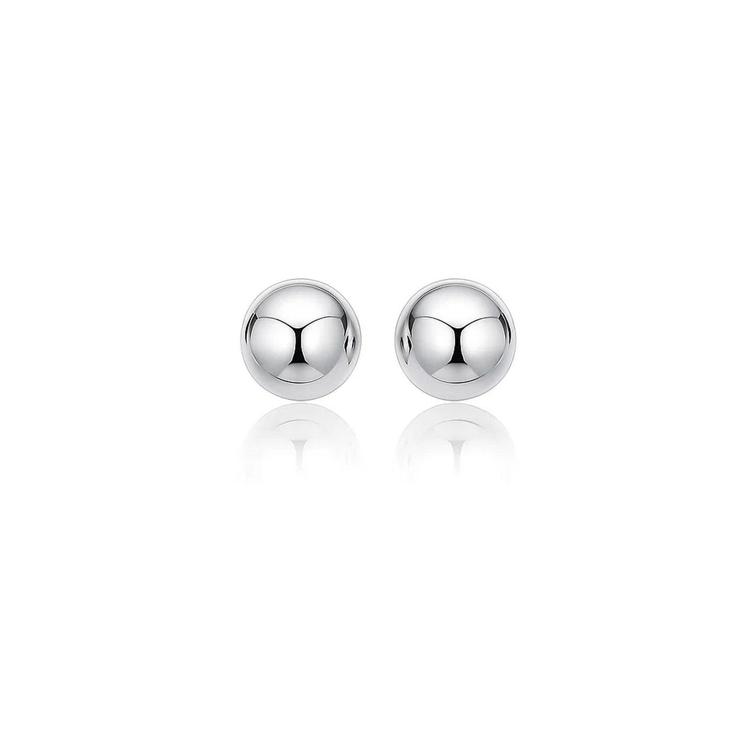 14k white gold polished stud earrings featuring a sleek modern design and timeless round silhouette.