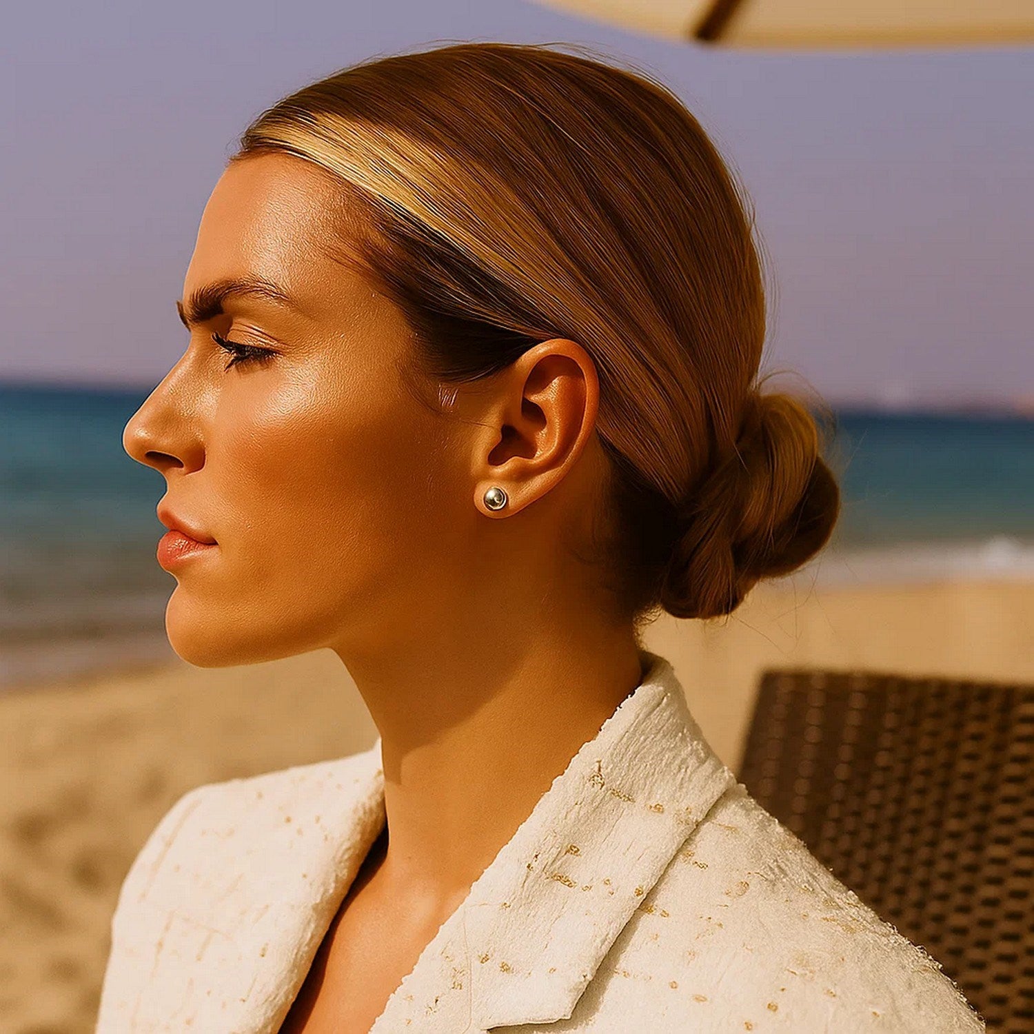 Polished 14k white gold stud earrings featuring a modern round design for timeless elegance.