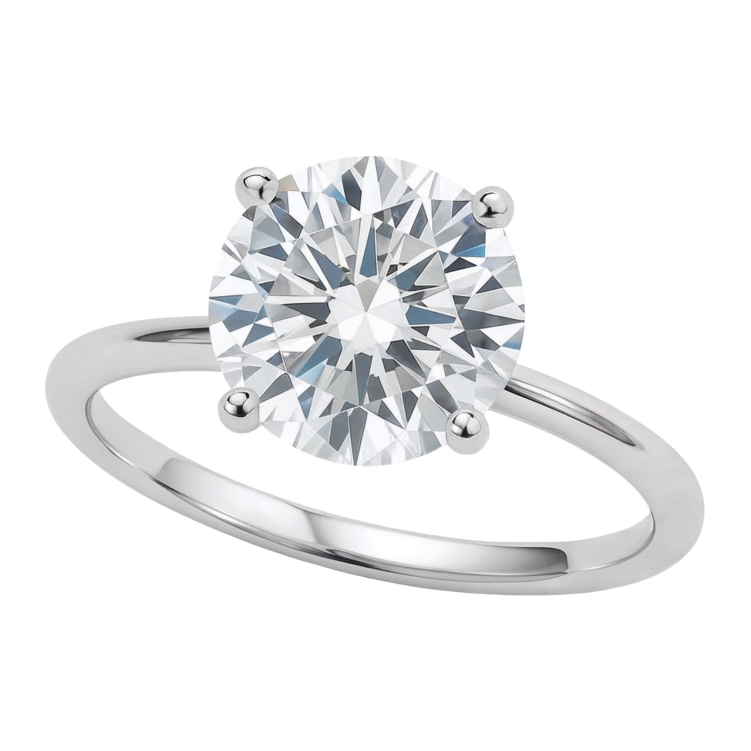 3 carat round lab-grown diamond solitaire ring in 14k white gold with elegant prong setting for modern luxury.