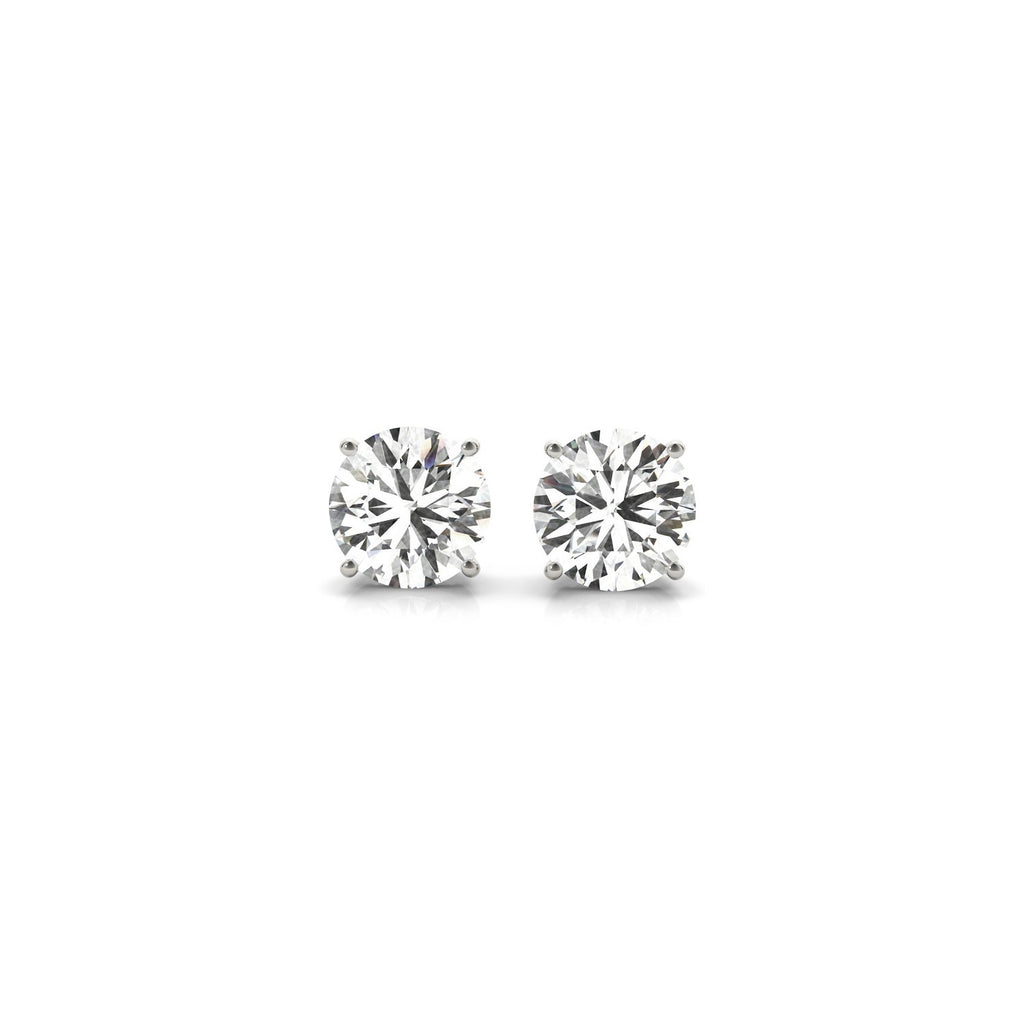 14k white gold diamond stud earrings featuring 1 1/2 cttw certified lab-grown diamonds in modern prong setting.
