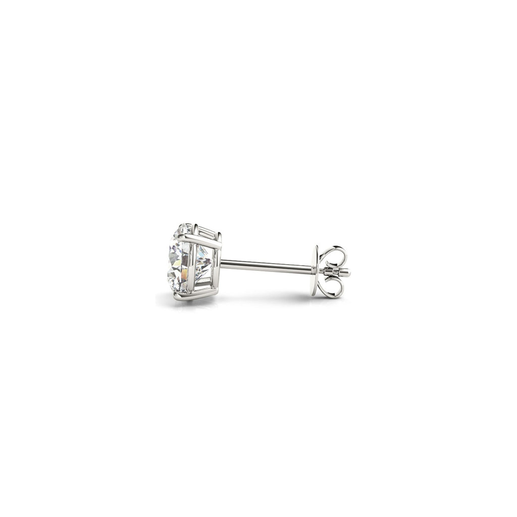 14k white gold diamond stud earrings featuring 1 1/2 cttw certified lab-grown diamonds in modern prong setting.
