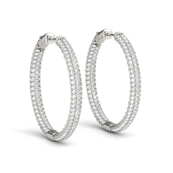 14k white gold pave set diamond hoop earrings featuring exquisite round diamonds for a modern, elegant look.
