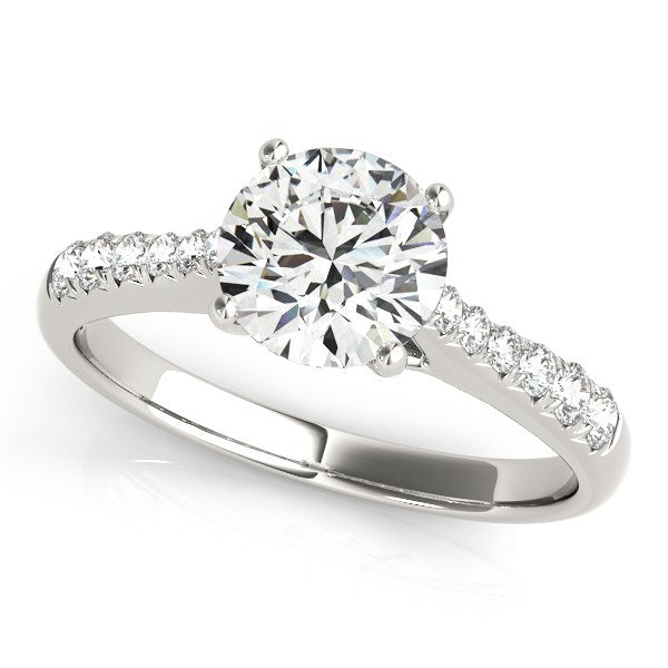 14k white gold round cut diamond engagement ring with elegant prong setting, showcasing 1 5/8 cttw brilliance.