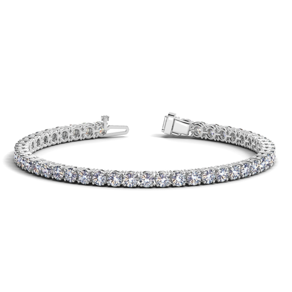Lab grown diamond tennis bracelet in 14k white gold, featuring elegant prong setting and modern design.