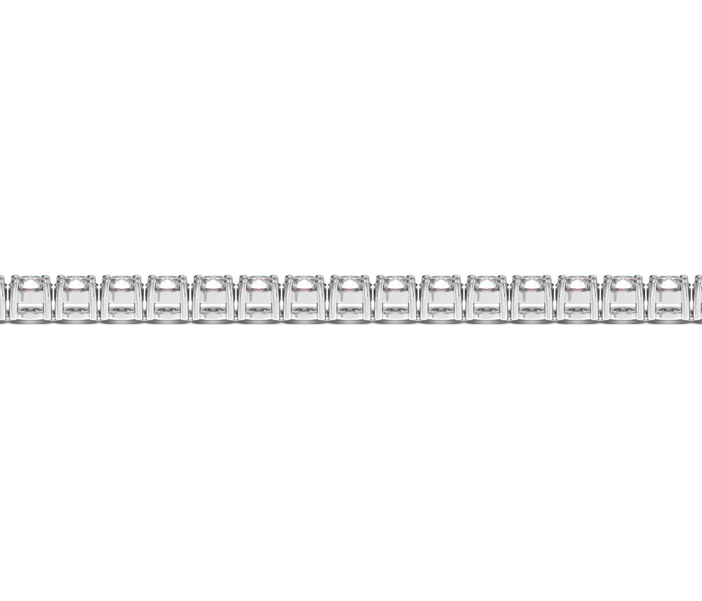 14k white gold tennis bracelet featuring lab-grown round diamonds in a modern prong setting, 10 cctw F/G VS2/SI1.