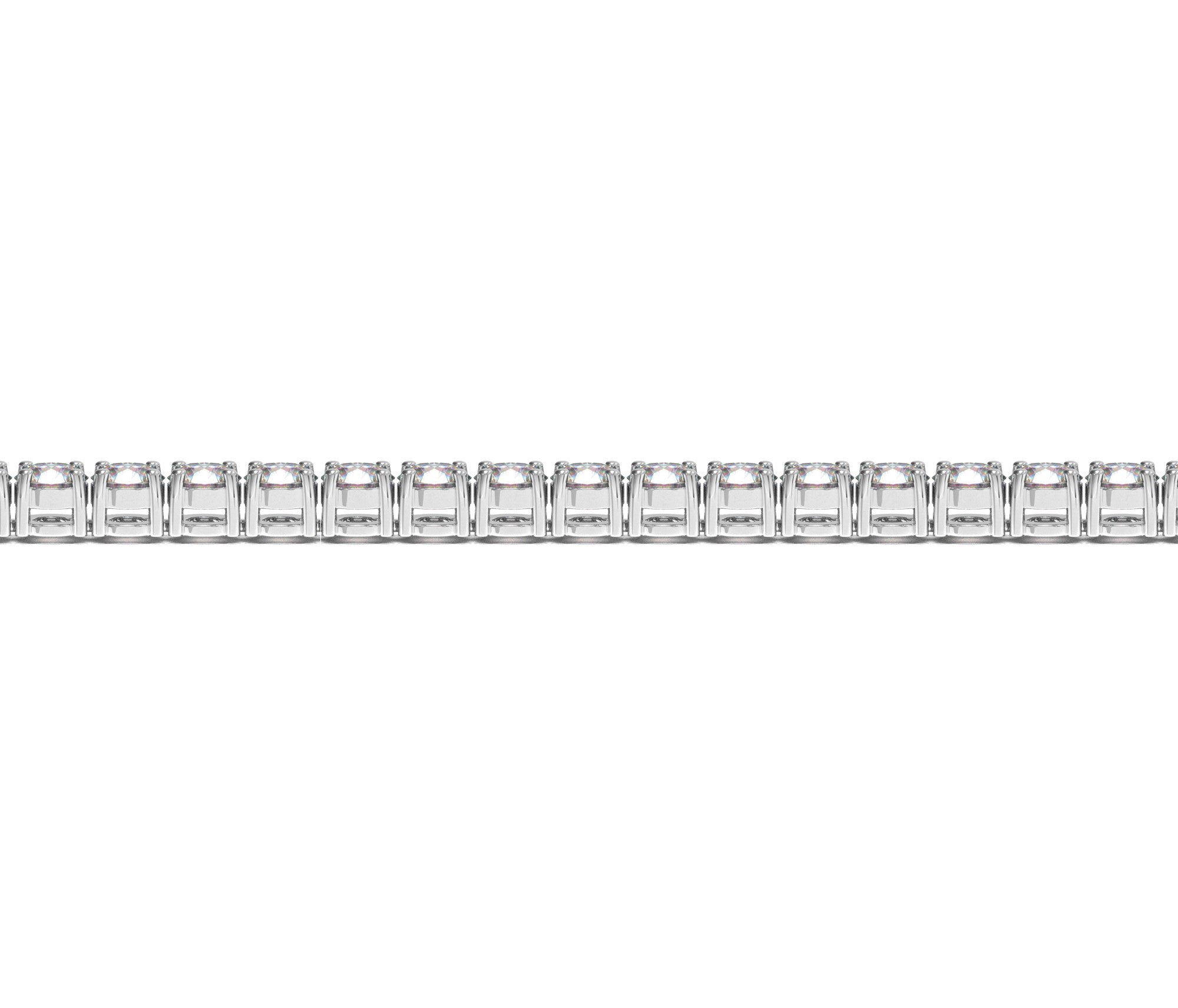 14k white gold tennis bracelet featuring lab-grown round diamonds in a modern prong setting, 10 cctw F/G VS2/SI1.
