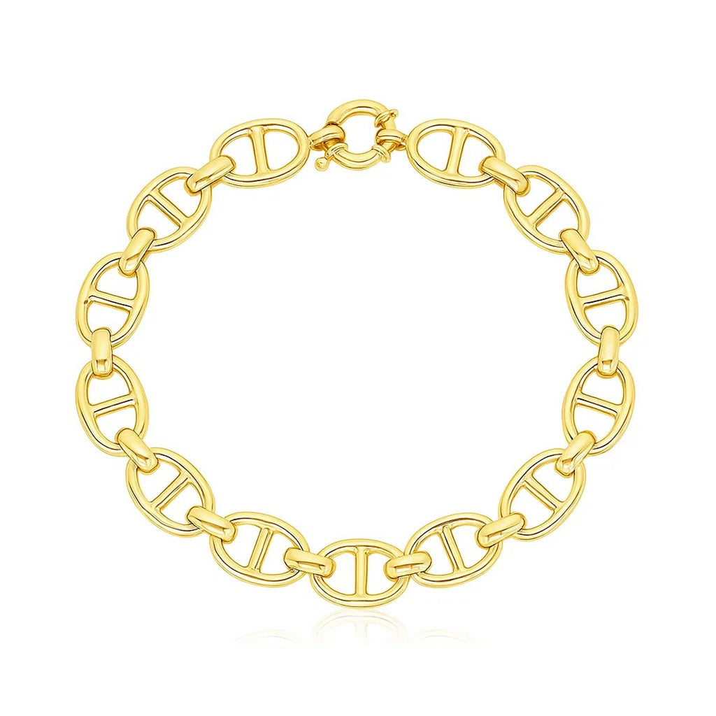 14k yellow gold high polish mariner link bracelet, elegantly designed with a luxurious shine and refined craftsmanship.