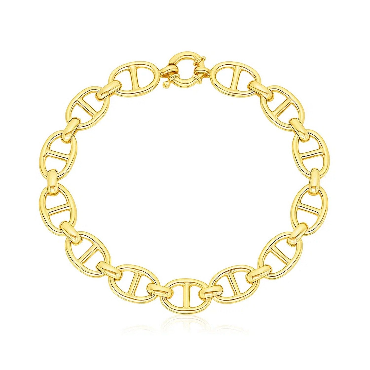 14k yellow gold high polish mariner link bracelet, elegantly designed with a luxurious shine and refined craftsmanship.