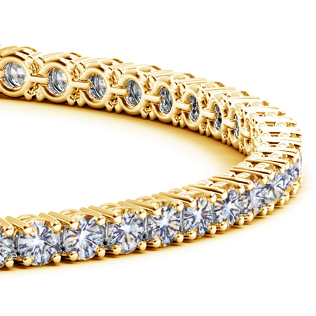 Lab-grown diamond tennis bracelet in 14k yellow gold, featuring prong setting and modern design, 7 cctw F/G VS2/SI1.