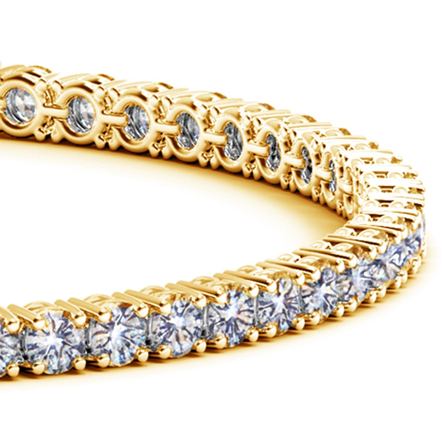 Lab-grown diamond tennis bracelet in 14k yellow gold, featuring prong setting and modern design, 7 cctw F/G VS2/SI1.