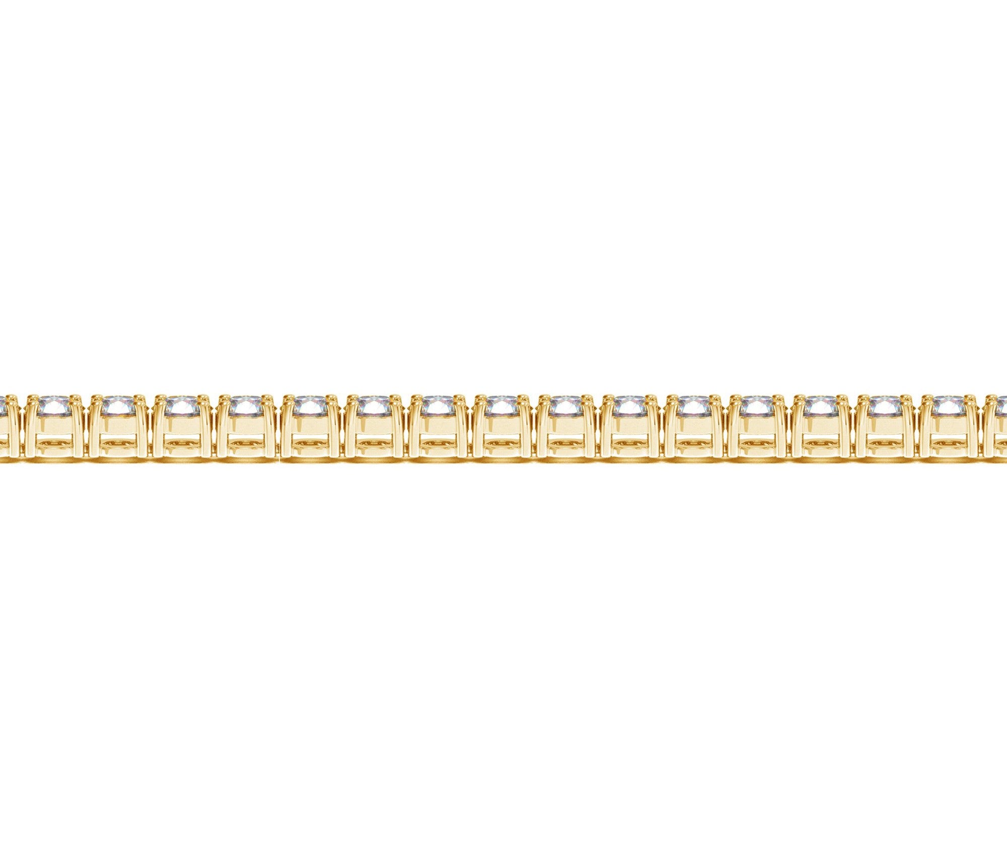 Lab grown round diamond tennis bracelet in 14k yellow gold, featuring elegant prong setting and modern design.
