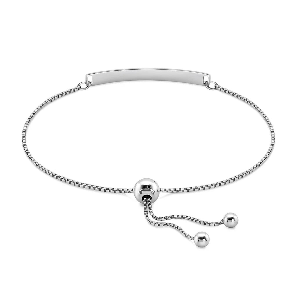 Sterling silver adjustable bracelet inscribed "I Love You to the Moon and Back," showcasing modern luxury design.