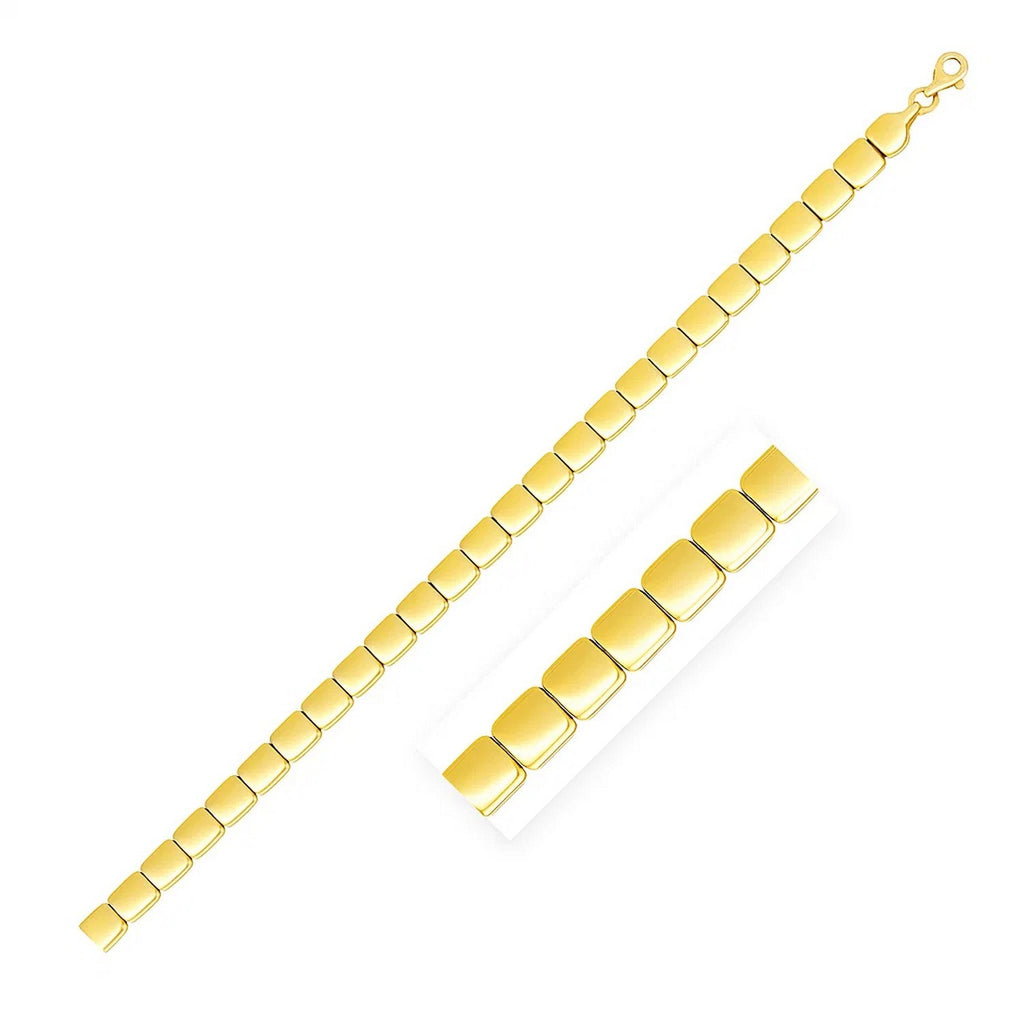 14k yellow gold high polish square link bracelet, modern design with sleek, polished finish for a luxurious look.