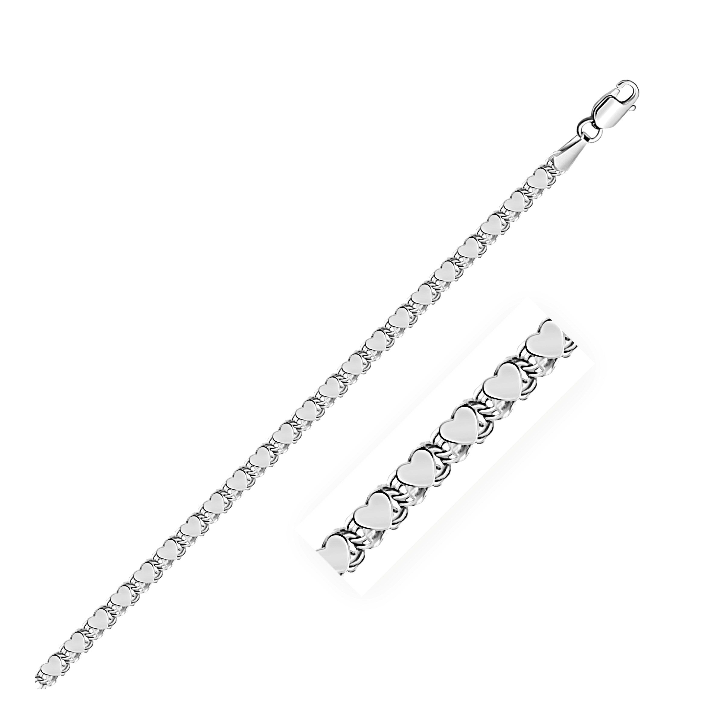 14k white gold heart anklet featuring a modern link chain design, perfect for elegant everyday wear.