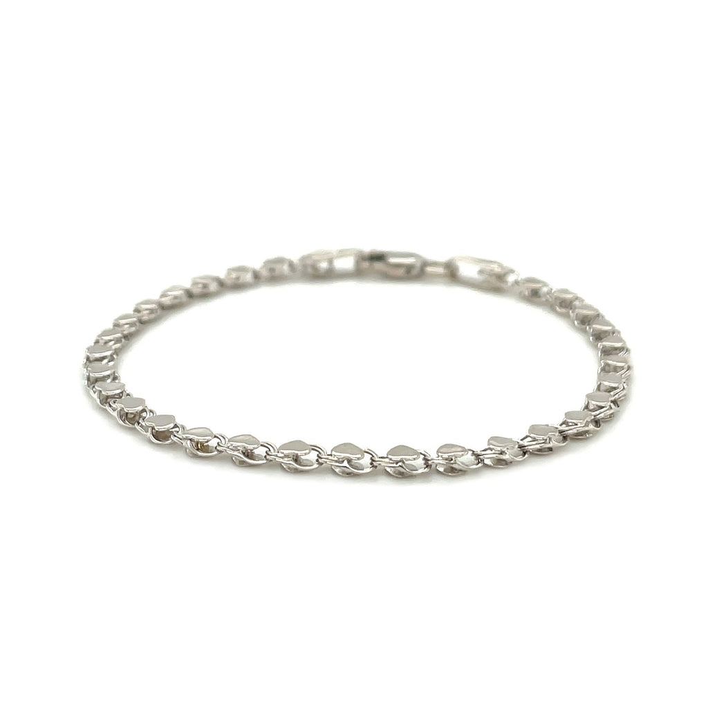 14k white gold heart anklet featuring a modern link chain design, perfect for elegant everyday wear.