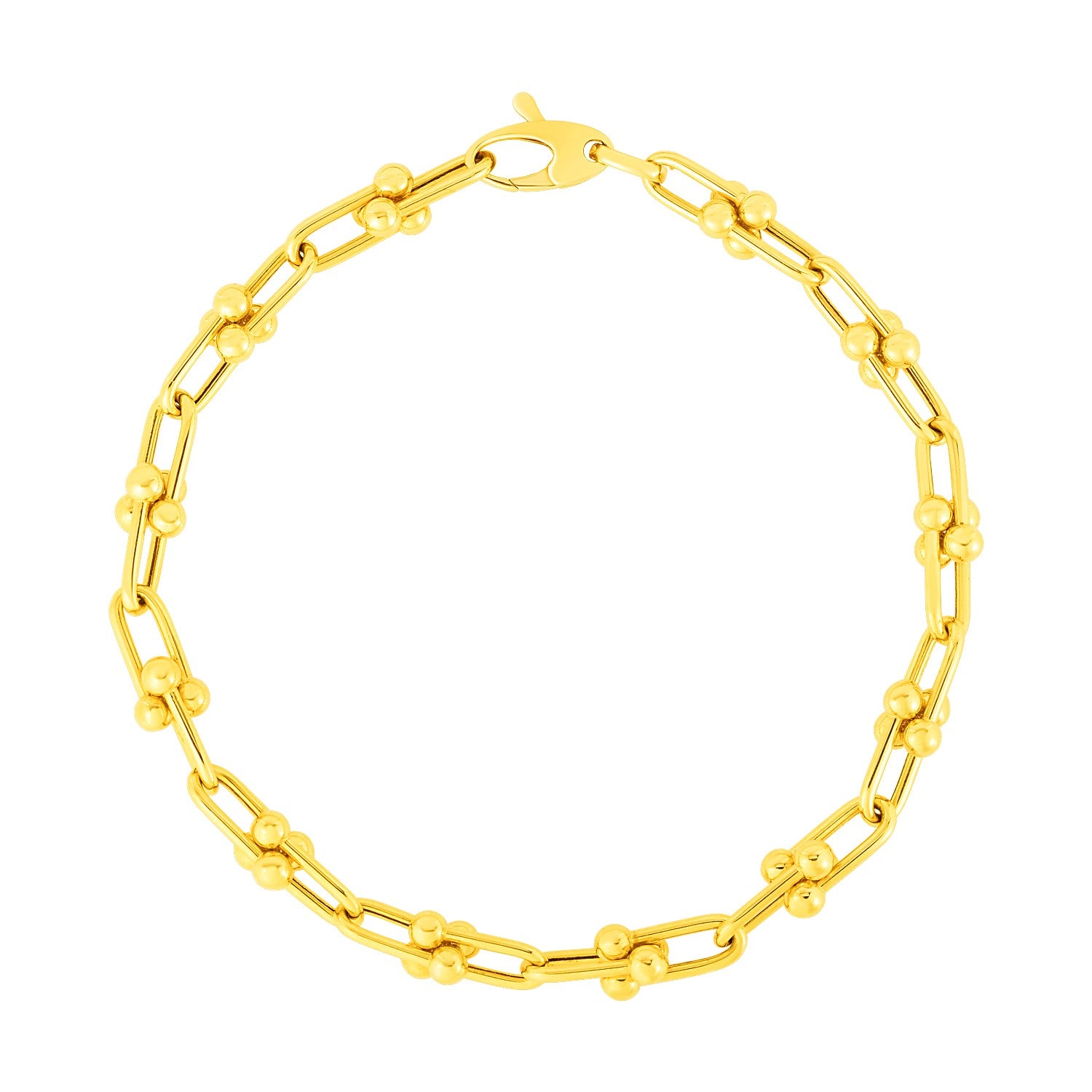 14k yellow gold modern Jax chain bracelet featuring a sleek round design, 7 1/2 inches long, perfect for luxury styling.