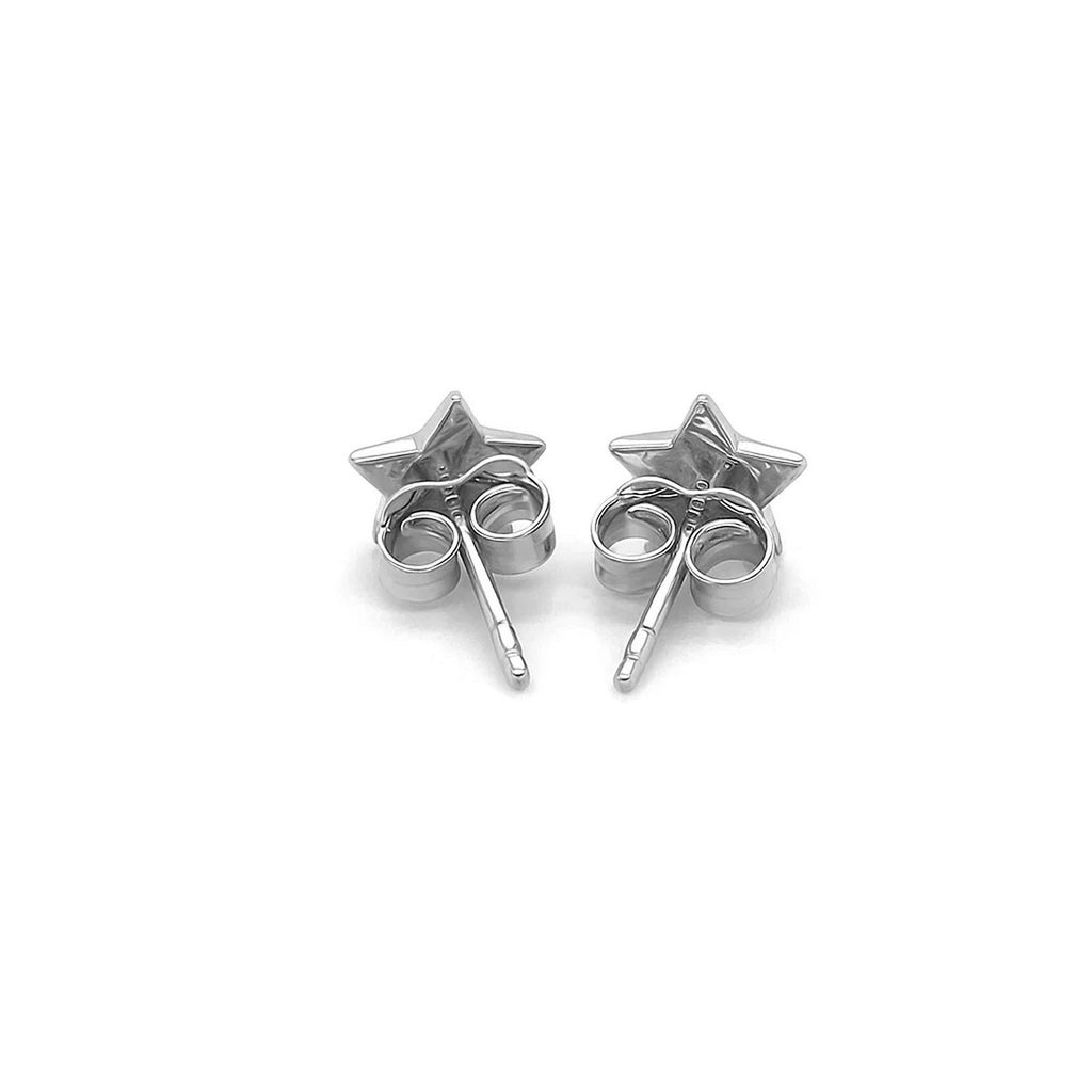14k white gold star post earrings, modern design with a luxurious finish, perfect for elegant occasions.