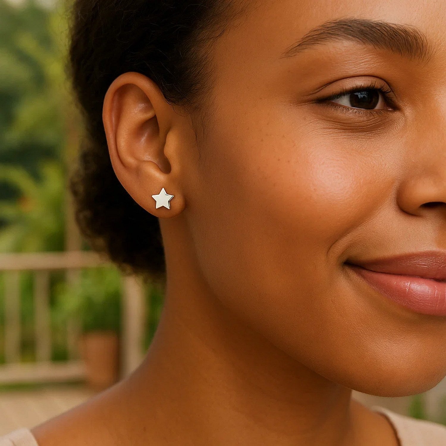 14k white gold modern star post earrings, 6.5mm, showcasing a luxurious and elegant design for refined tastes.