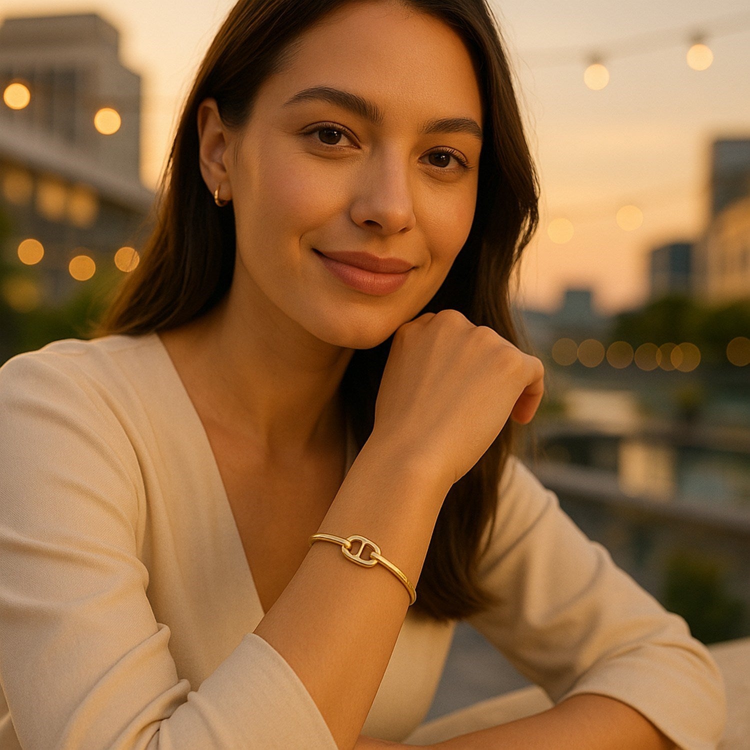 Contemporary 14k yellow gold single mariner link bangle, showcasing elegance and modern design.
