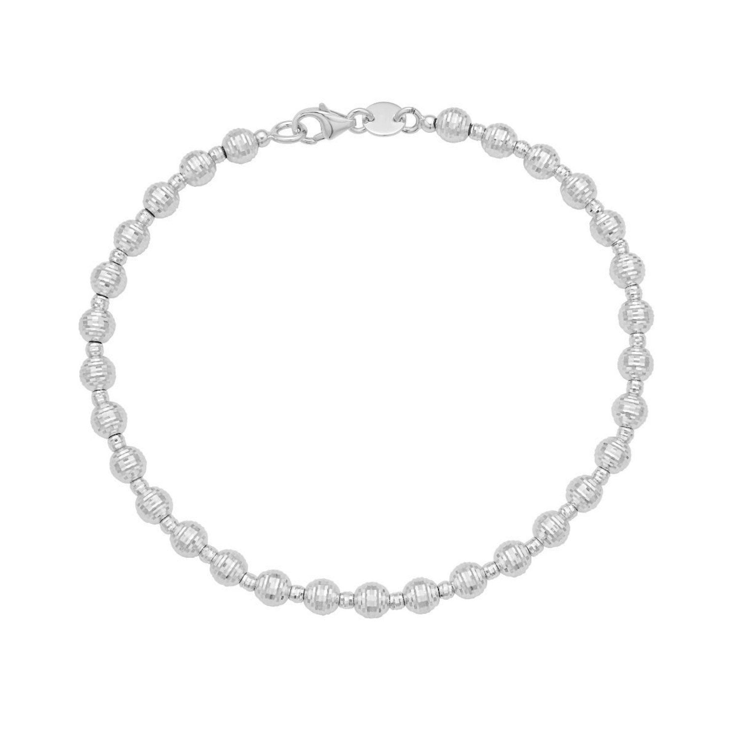 14k white gold disco diamond cut bead bracelet showcasing modern luxury with a 4.00 mm design and exquisite sparkle.