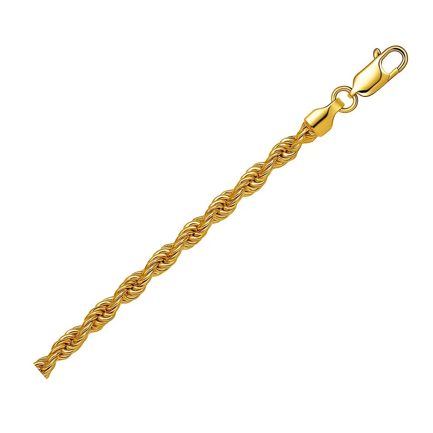 10k yellow gold minimalist rope chain bracelet, 4.00 mm, perfect for elegant layering or standalone sophistication.