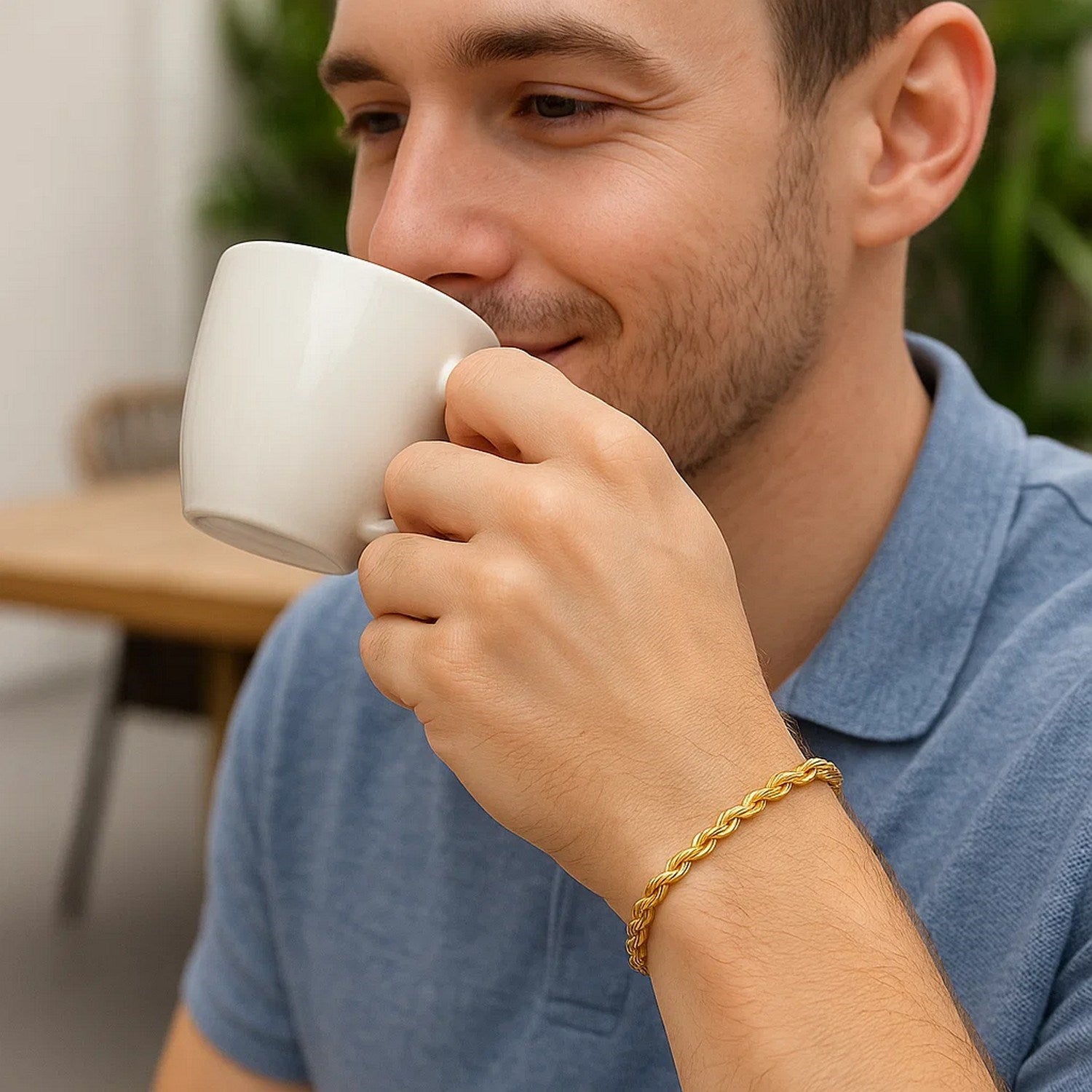Minimalist 10k yellow gold Lite Rope Chain Bracelet featuring a sleek, elegant design for timeless luxury.