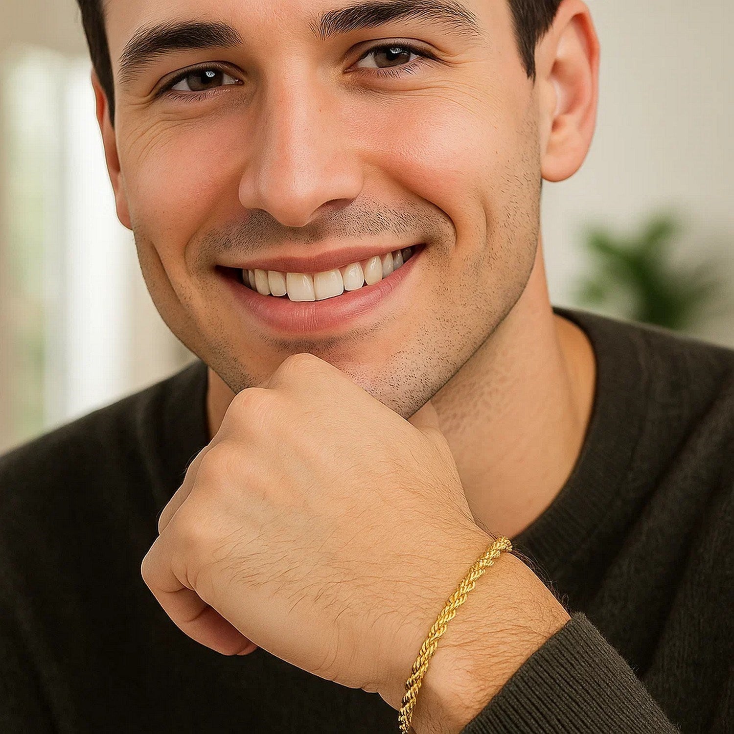 Minimalist 10k yellow gold Lite Rope Chain bracelet, featuring a sleek design and luxurious 14k gold craftsmanship.