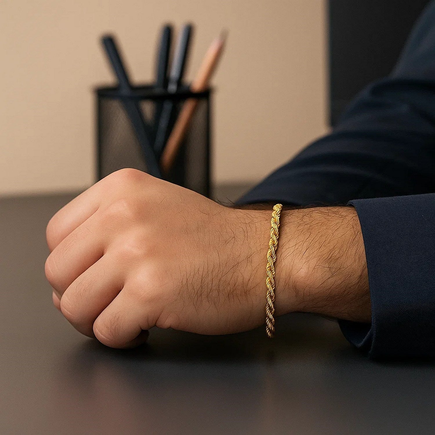 10k yellow gold Lite Rope Chain Bracelet featuring a minimalist design and elegant 4.00 mm chain links.