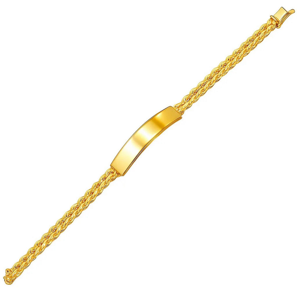 14k yellow gold minimalist ID bracelet featuring a double rope chain design, perfect for elegant everyday wear.