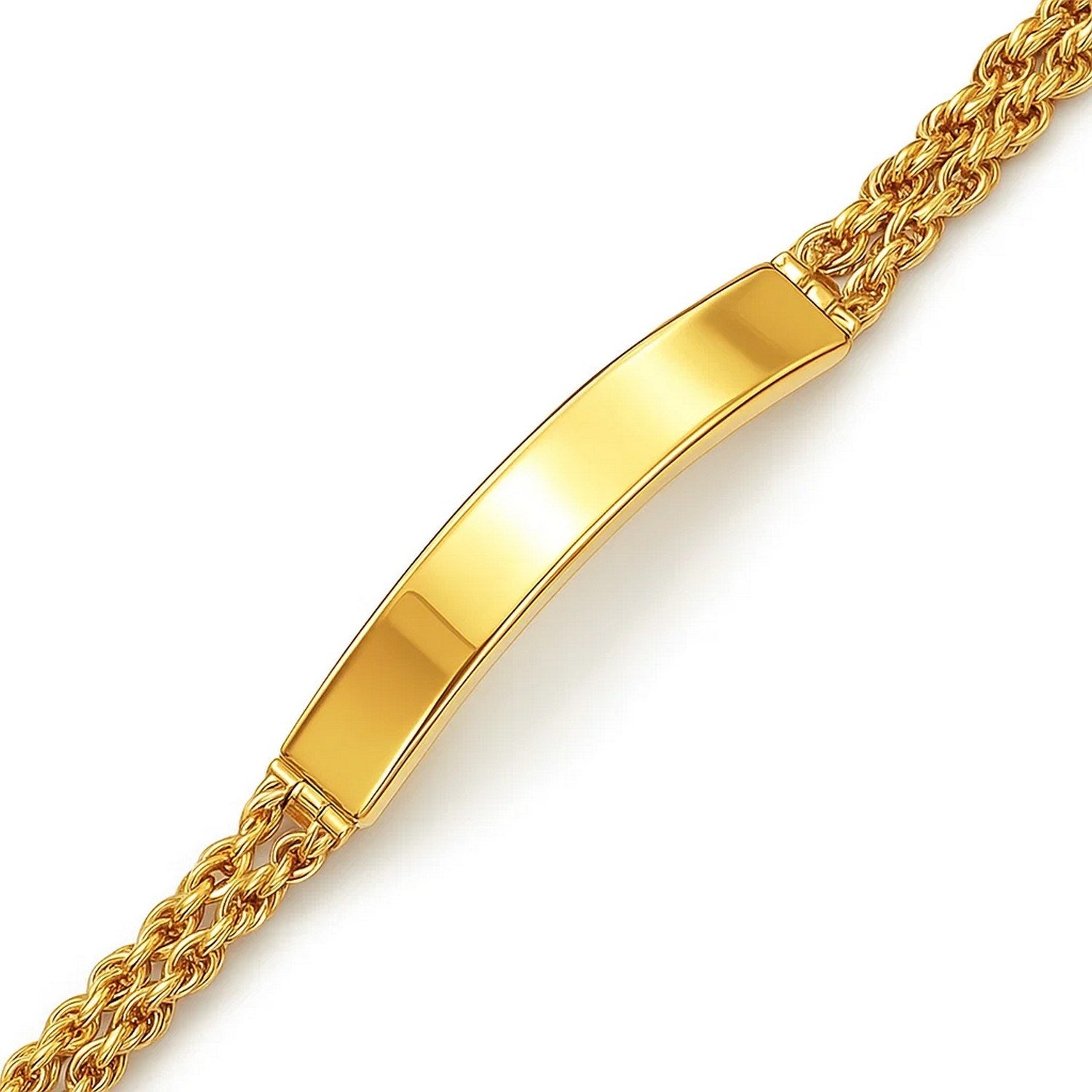14k yellow gold ID bracelet featuring a minimalist double rope chain design, perfect for elegant layering.