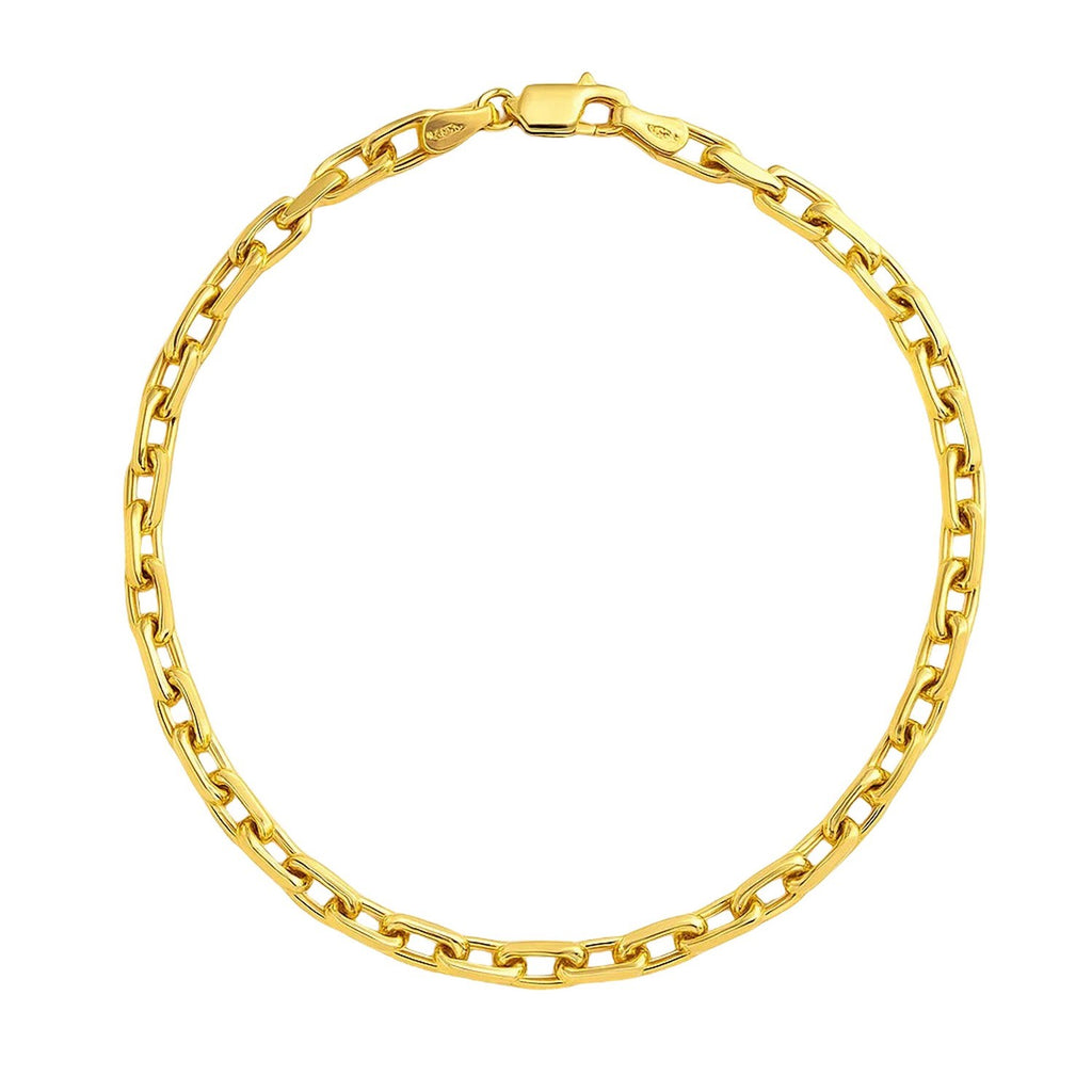 14k yellow gold French cable chain bracelet, modern design with elegant 2.50 mm links for a luxurious touch.