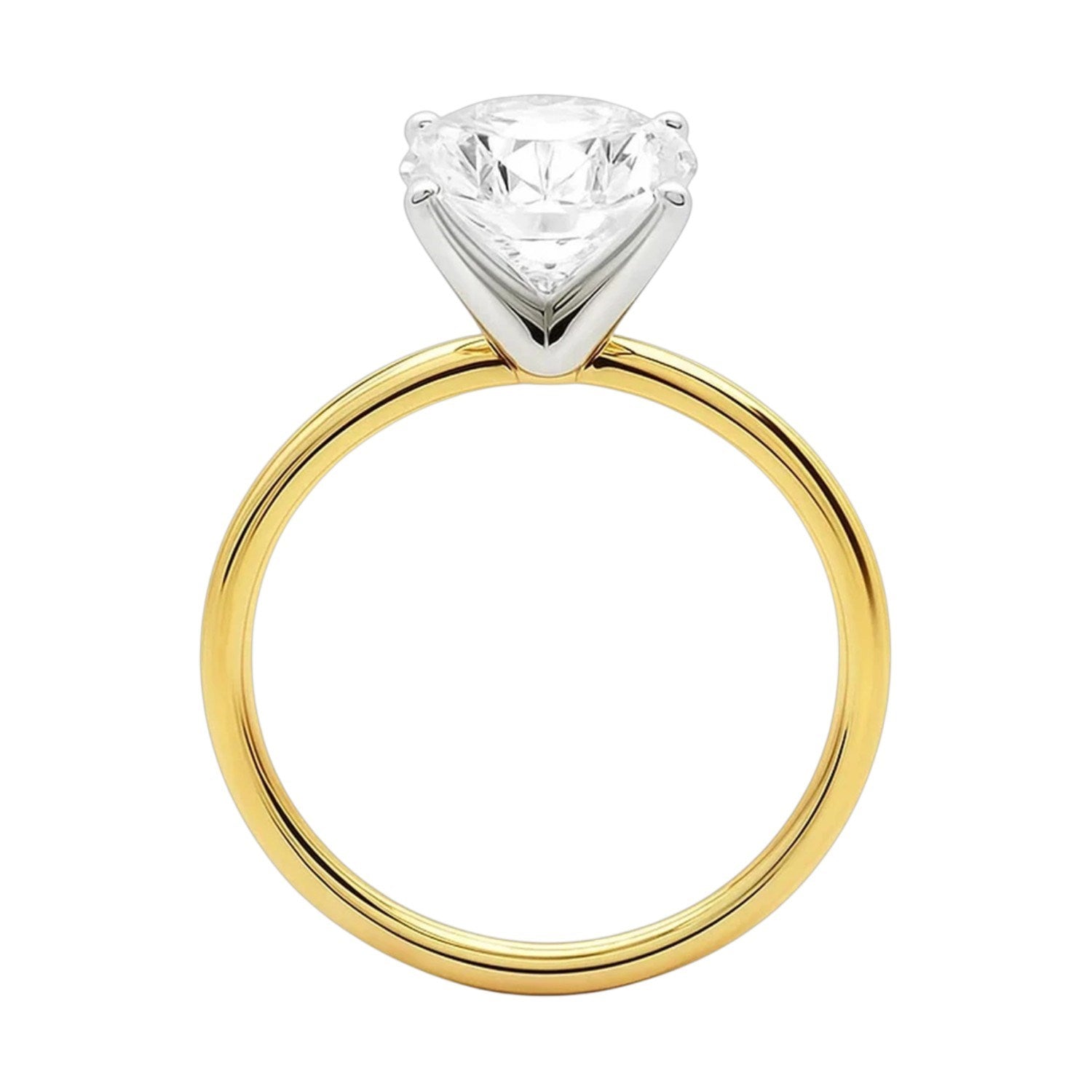 5 carat oval lab-grown diamond solitaire ring in 14k yellow gold with elegant prong setting, showcasing contemporary design.