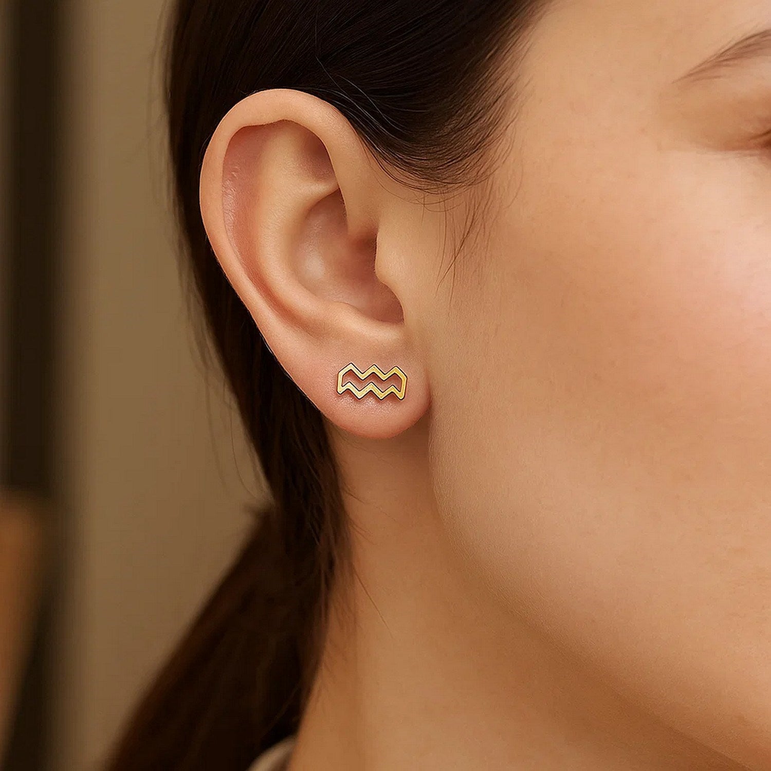 14k yellow gold modern stud earrings featuring a sleek design, perfect for elevating any luxury jewelry collection.