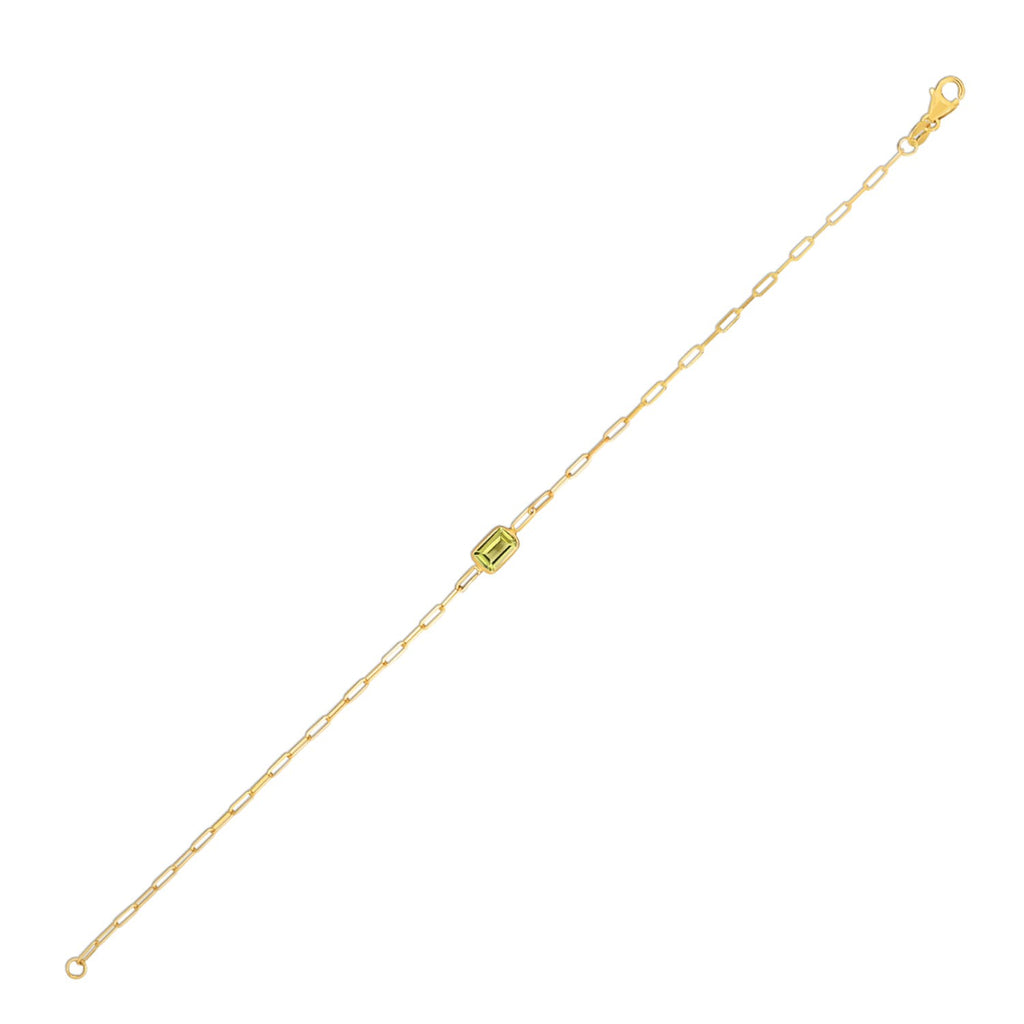 14k yellow gold minimalist paperclip bracelet featuring a sleek bezel setting and elegant chain design.