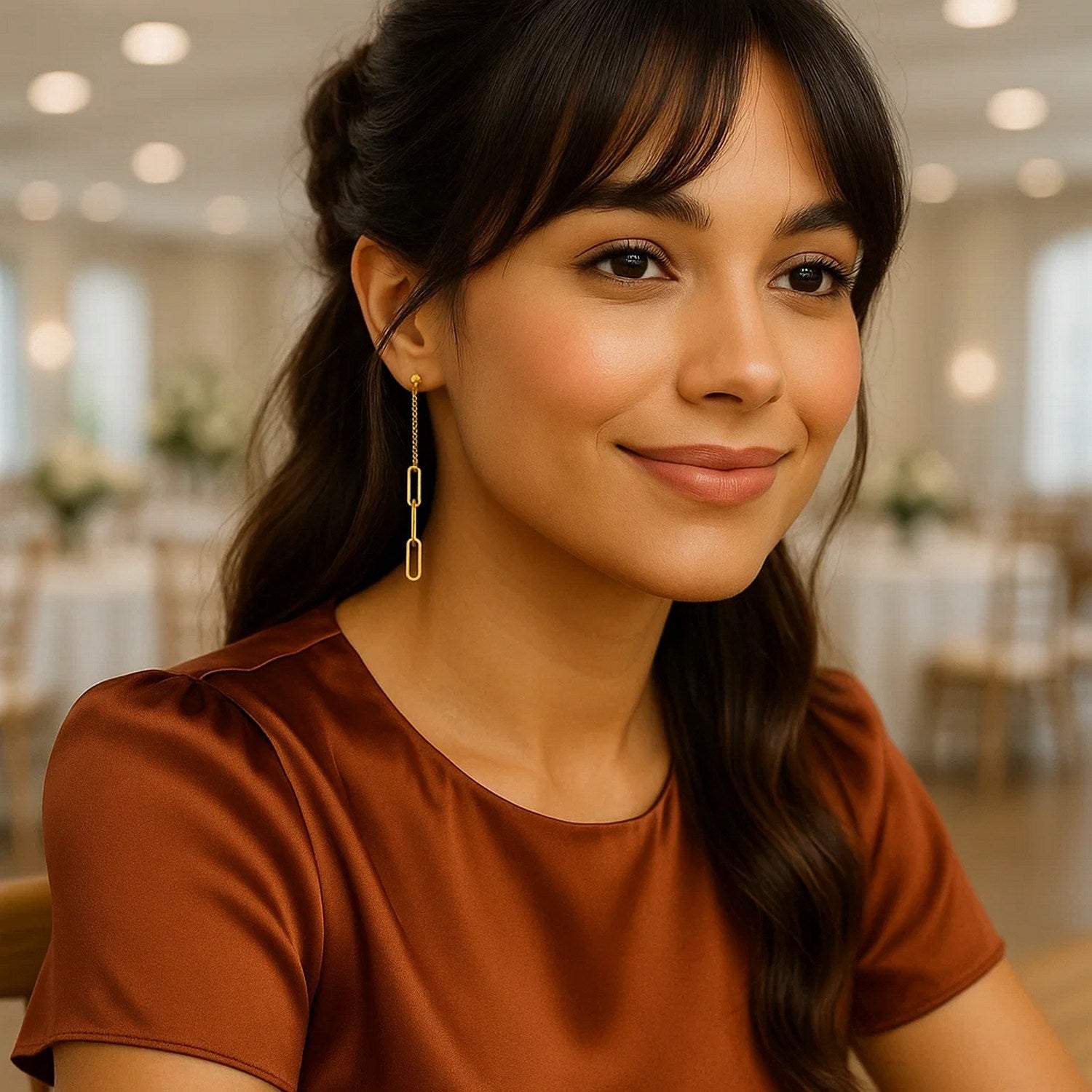 14k yellow gold modern dangle earrings featuring elegant chain link design for a luxurious touch.