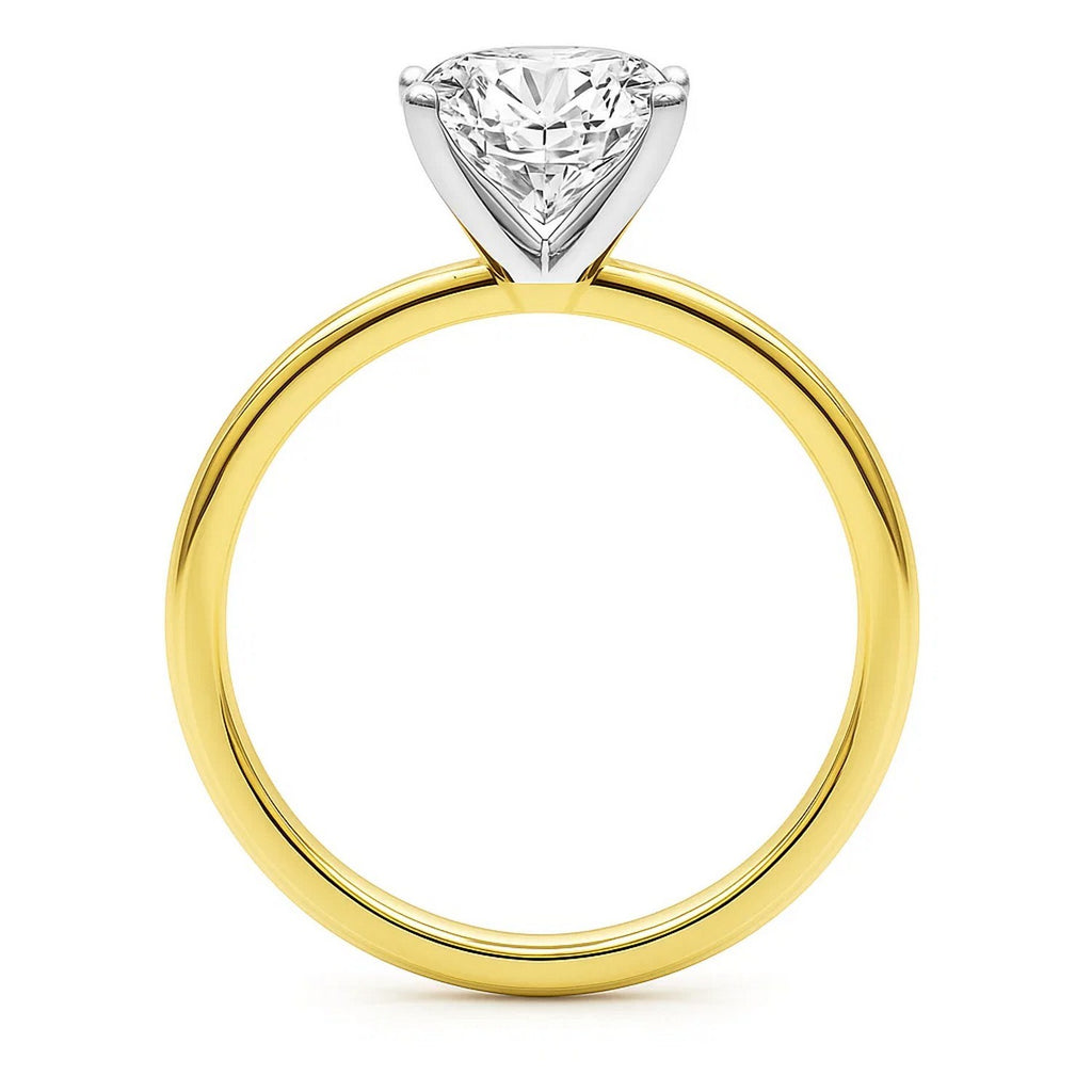 3 carat princess lab-grown diamond solitaire ring in 10K yellow gold with elegant prong setting, modern design.